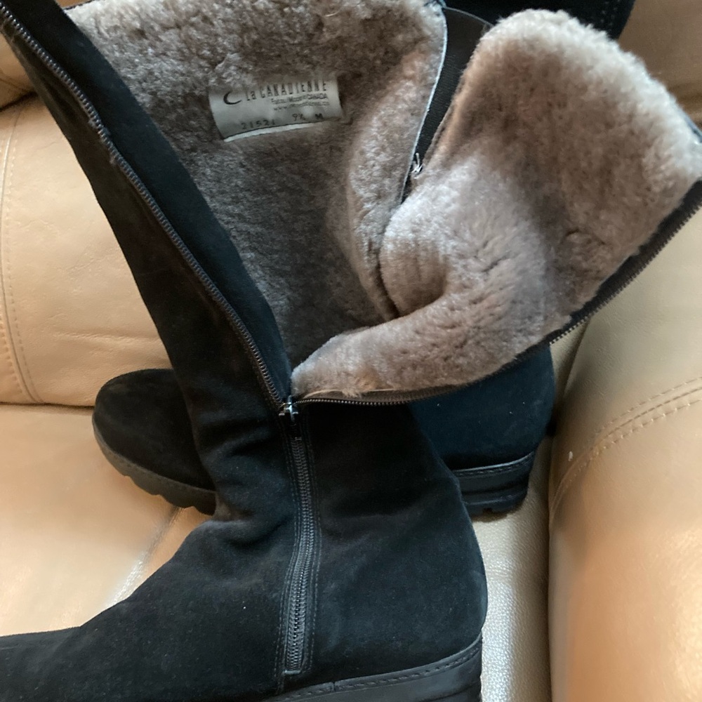 Fabulous Italian suede black leather knee high boots - Picture 8 of 9